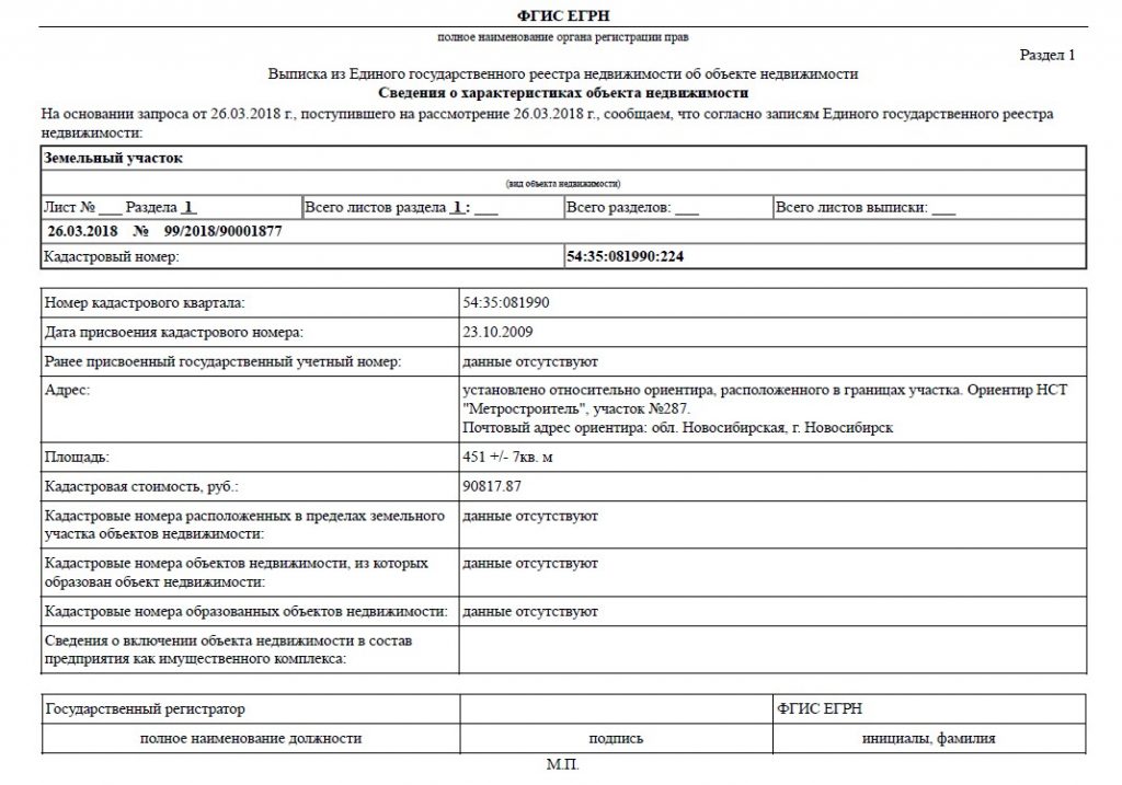 Выписка из егрн об объекте недвижимости что содержит образец